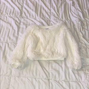 Cream furry top for girls